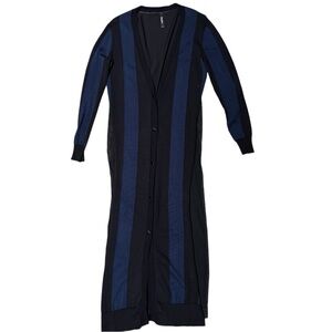 Adam Selman New York Long Silk Cardigan Navy & Black
